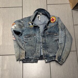 Vintage 1970’s Denim Jacket thrashed with Patches